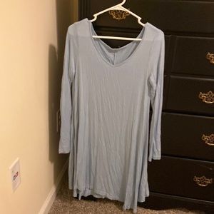 Blue Long Sleeve T-shirt Dress